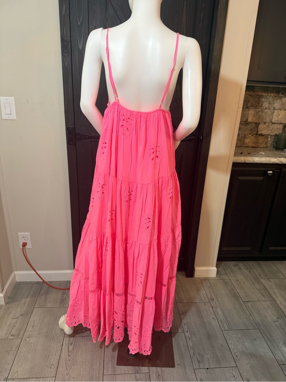 FARM Rio Hot Pink Eyelet Tiered Maxi Dress - Picture 7 of 13